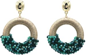 Crystal Beads Earrings 5x4 cm Green