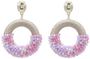 Crystal Beads Earrings 5x4 cm Pink