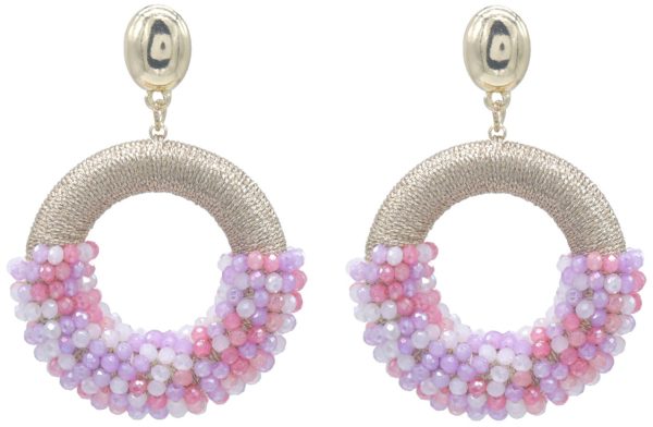 Crystal Beads Earrings 5x4 cm Pink