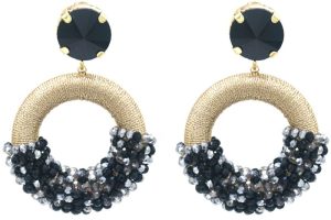 Crystal Beads Earrings 5.5x4 cm Black