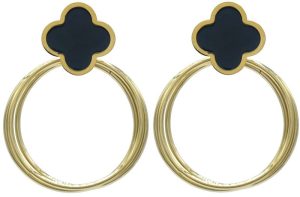 Steel Earrings Clover 4x3cm Black