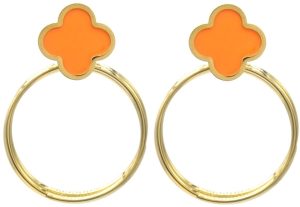 Steel Earrings Clover 4x3cm Orange