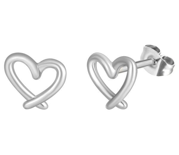 Steel Stud Earrings,  8mm Heart