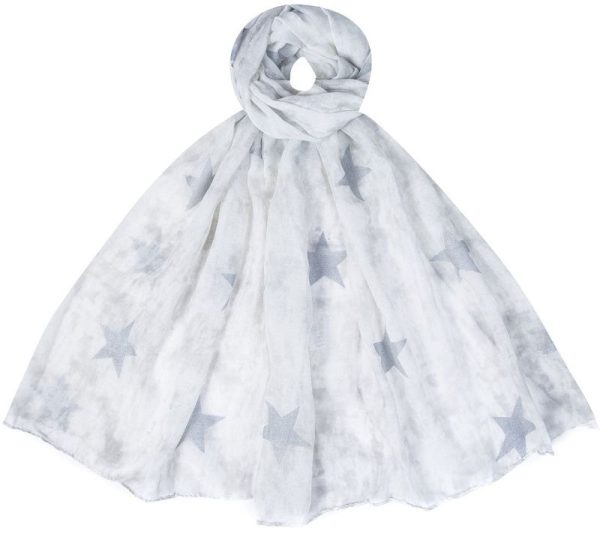 Scarf Stars 180x80cm Grey