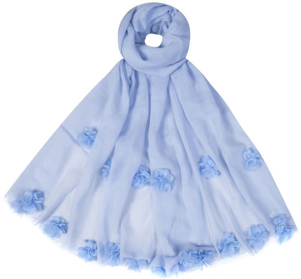 Scarf Flowers 180x80cm Blue
