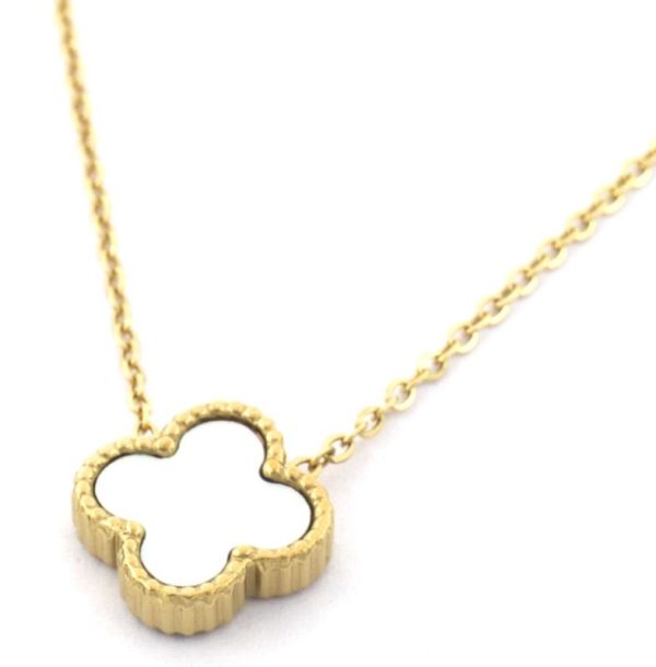 Steel Necklace Clover MOP