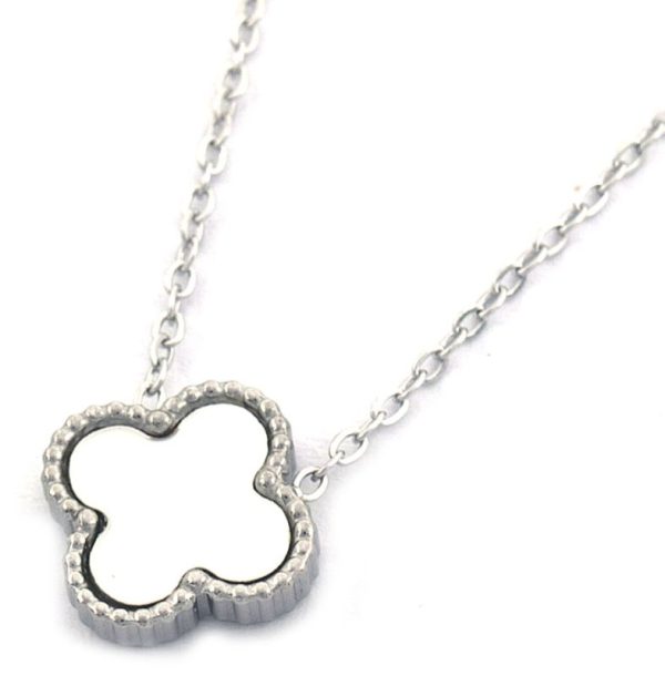 Steel Necklace Clover MOP