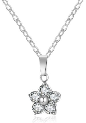 Steel Necklace CZ Flower
