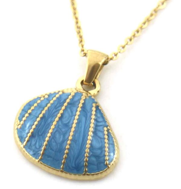 Steel Necklace 2.3cm Shell Blue