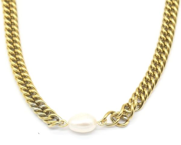 Steel Necklace Pearl