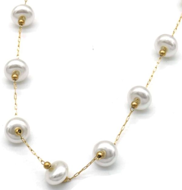 Steel Necklace Pearls