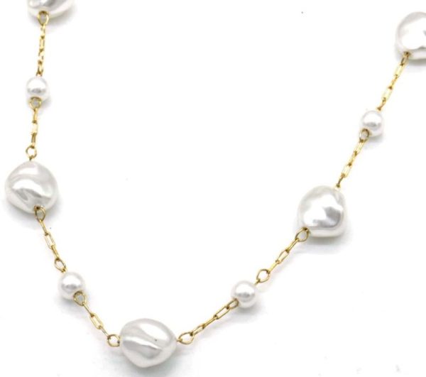 Steel Necklace Pearls