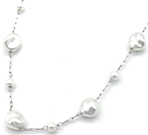 Steel Necklace Pearls