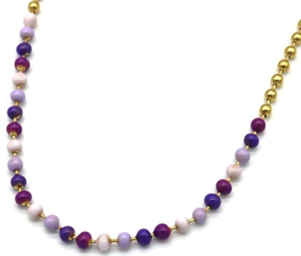 Steel Necklace Stones Purple