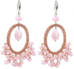 Earrings Faceted Glass 8.5x3cm Pink