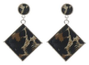 Earrings Animal Print 5x3.5cm Silver