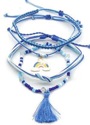 Bracelet Set Rainbow 4pcs Blue