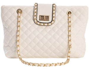 PU Bag Quilted 34x19x9cm White