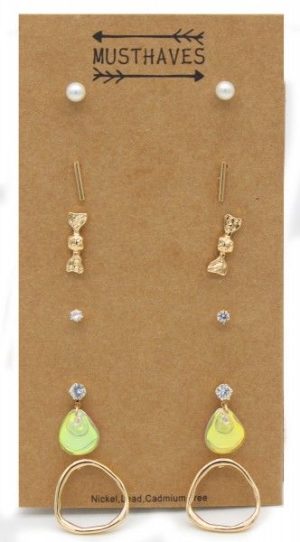 Earring Set 6 pairs Gold