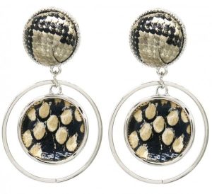Earrings Snake Brown 5x3cm Silver