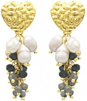 Steel Earrings Pearl 4.5cm Black