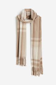 Scarf Checkered 180x60cm Beige