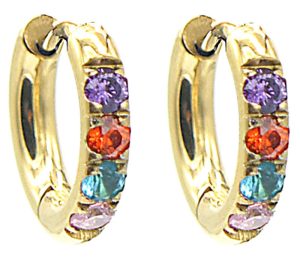 Steel Earrings with Zirconia 12mm Silver-Multi