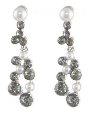 Crystals with Pearls Earrings White-Grey 2x3,5cm