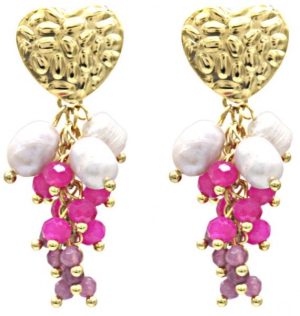 Steel Earrings Pearl 4.5cm Purple