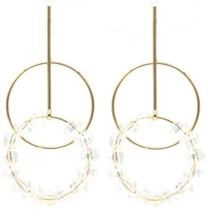 Earring Circles with Faceted Glass Beads 55mm Gold