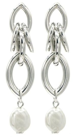 Earrings pearls 6.5x1.5cm Silver