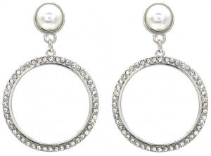 Earrings pearls and Crystals 4.5x3cm Silver