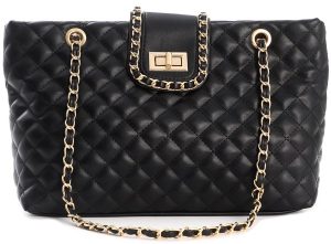 PU Bag Quilted 34x19x9cm Black
